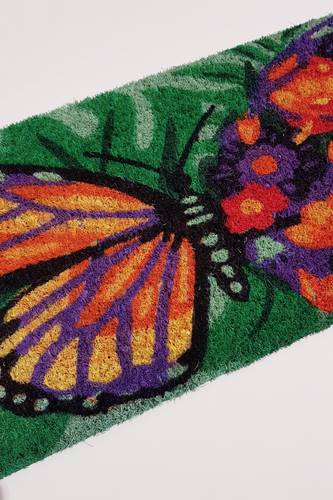 Zerbino cocco da scalino Farfalla colorata su fondo verde 25x50