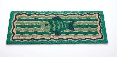 Zerbino cocco da scalino pesce con onde verdino 24x70