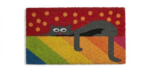 Zerbino cocco colorato gatto grigio in relax 40x70