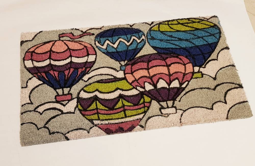 Zerbino cocco ingresso 5 Mongolfiere righe colorate su nuvole 70x40