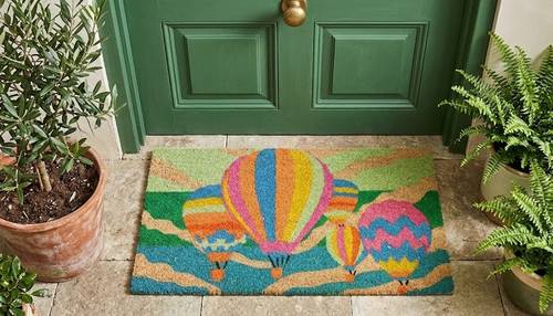 Zerbino cocco ingresso Mongolfiere righe fluo colorate 70x40