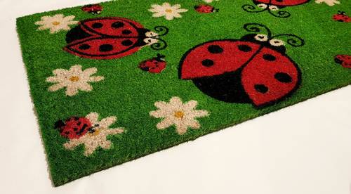 Zerbino ingresso Coccinelle rosse su prato verde cocco 40x70