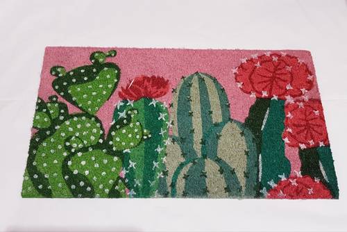 Zerbino ingresso cocco Cactus verdi fondo rosa 70x40