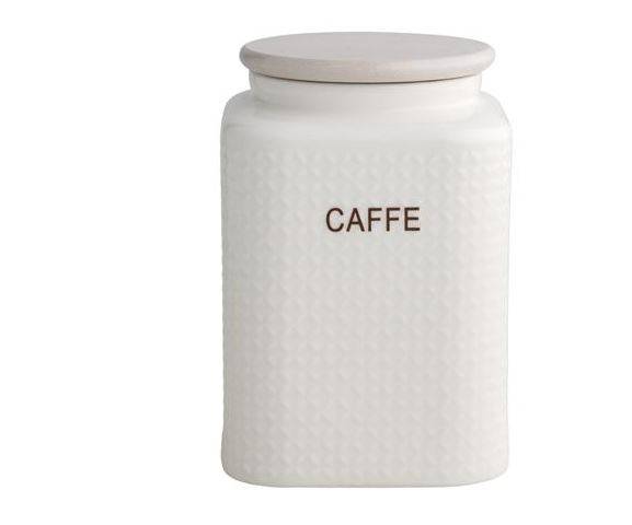 Barattolo porcellana bianca Caffe tappo bamboo Brandani