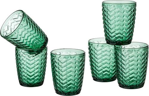 Bicchiere acqua zig-zag vetro verde 6pz