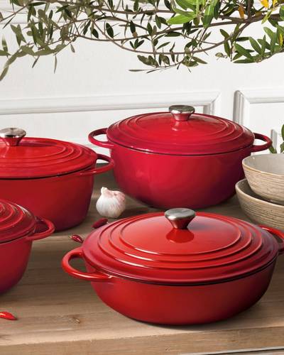 Pentola casseruola in ghisa smaltata rossa tonda 22 cm 3 litri