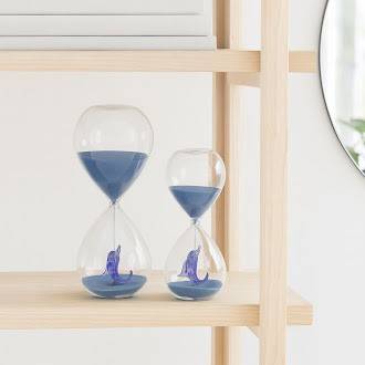 Clessidra vetro decoro delfino blu 30 minuti 20h