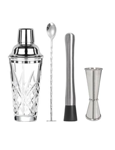 Cocktail set in vetro e acciaio inox4 pezzi