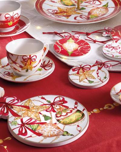 Tazzina caffè con piatto natale Gioco di Luci set 2 pz