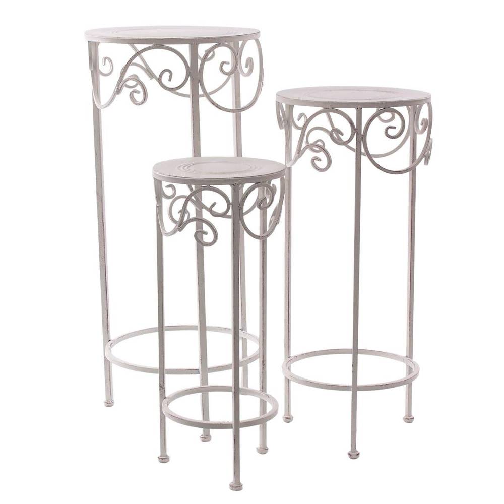 Colonna portafiori tonda ferro bianco piano liscio