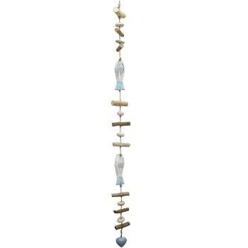 Catena pesci decorativi legno da appendere 100h