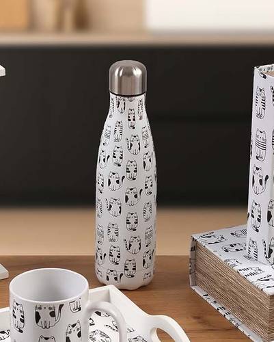 Bottiglia termica acciaio decoro gatti neri 500ML