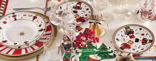 Servizio piatti natale Lo schiaccianoci rosso e bianco 18 pezzi
