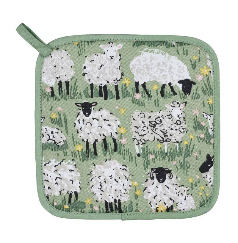 Presina cotone pecore su prato verde Woolly Sheep Ulster Weavers