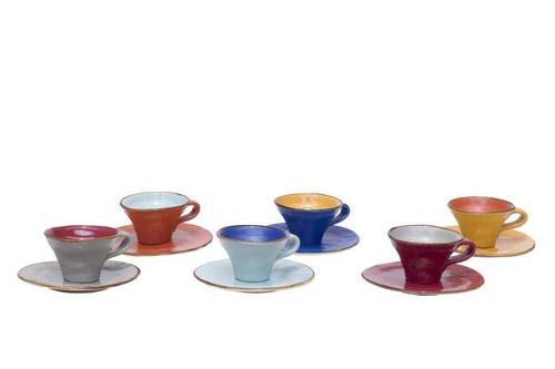 Tazzina caffè larga porcellana set 6pz collezione mediterraneo