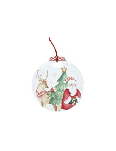 Sottopentola Racconti di Natale tondo ceramica Babbo natale e renna