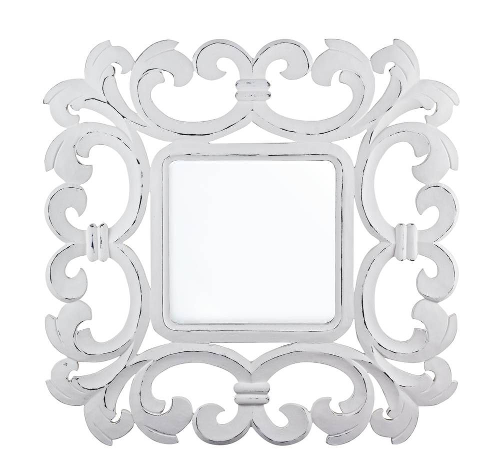 Specchio intarsi legno bianco 70x70