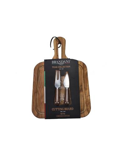 Tagliere legno acacia con 2 coltelli formaggio